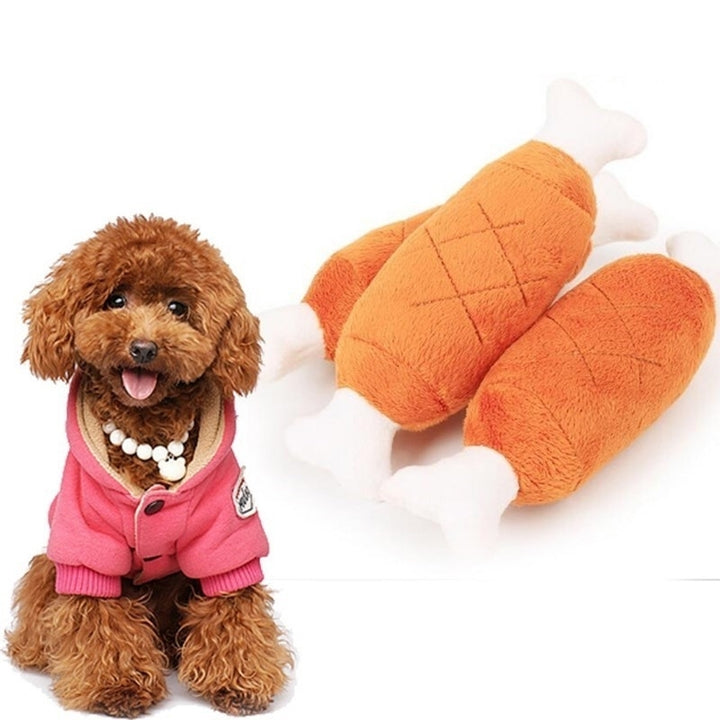 Soft Fleece Chicken Leg Dog Toy Interactive Squeak Outdoor Training Supplies Image 2