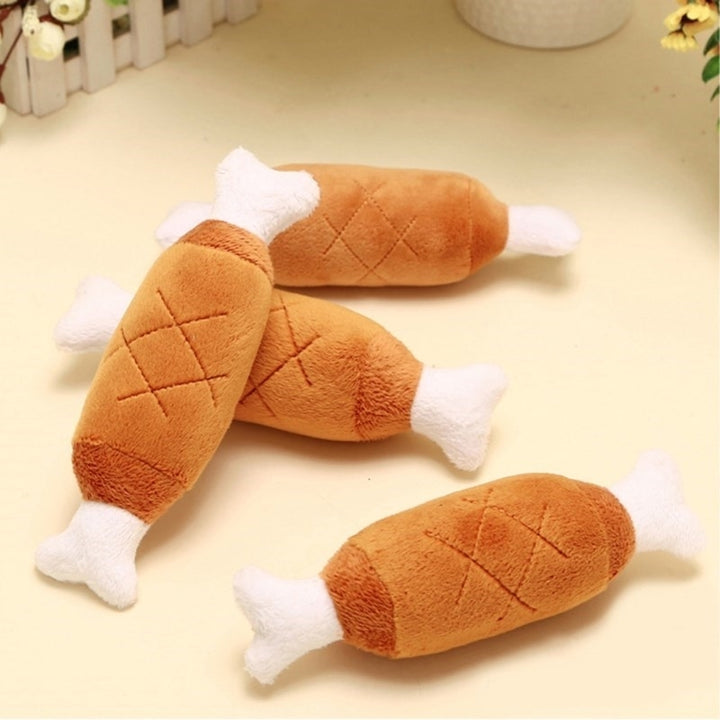 Soft Fleece Chicken Leg Dog Toy Interactive Squeak Outdoor Training Supplies Image 4