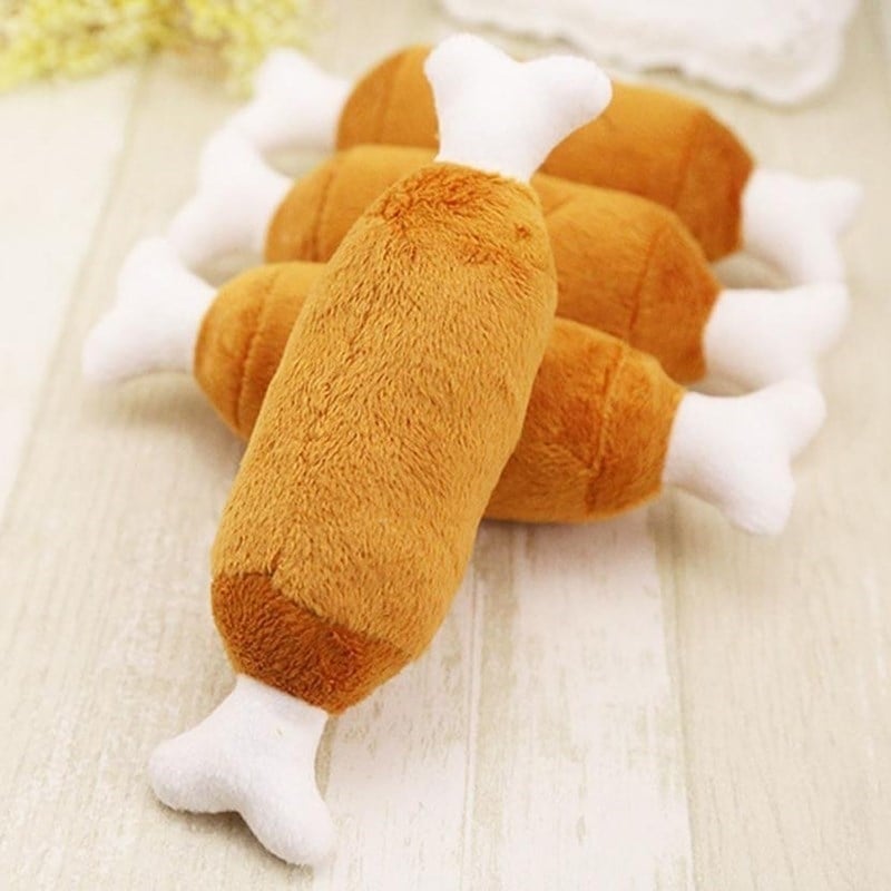 Soft Fleece Chicken Leg Dog Toy Interactive Squeak Outdoor Training Supplies Image 6