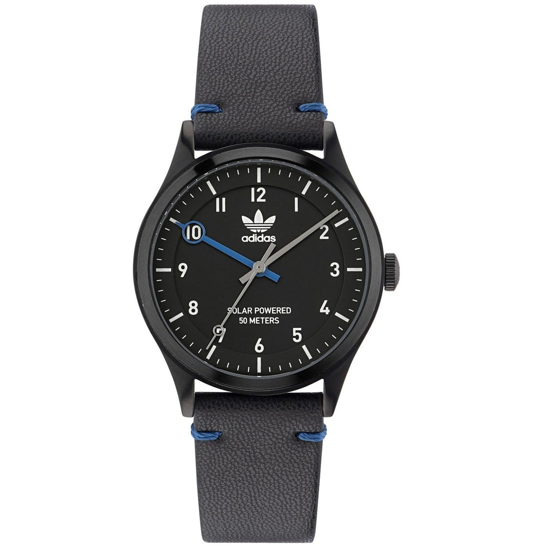 Adidas Mens Watch Originals Project One Solar Black Dial Leather Strap AOST23046 Image 1