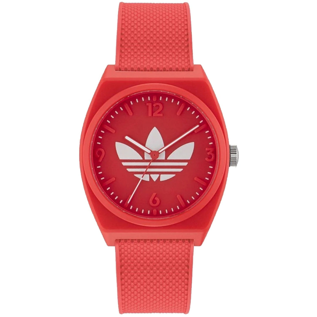 Adidas Originals Project Two Red Dial Watch AOST23051 Silicone Strap Quartz Image 1