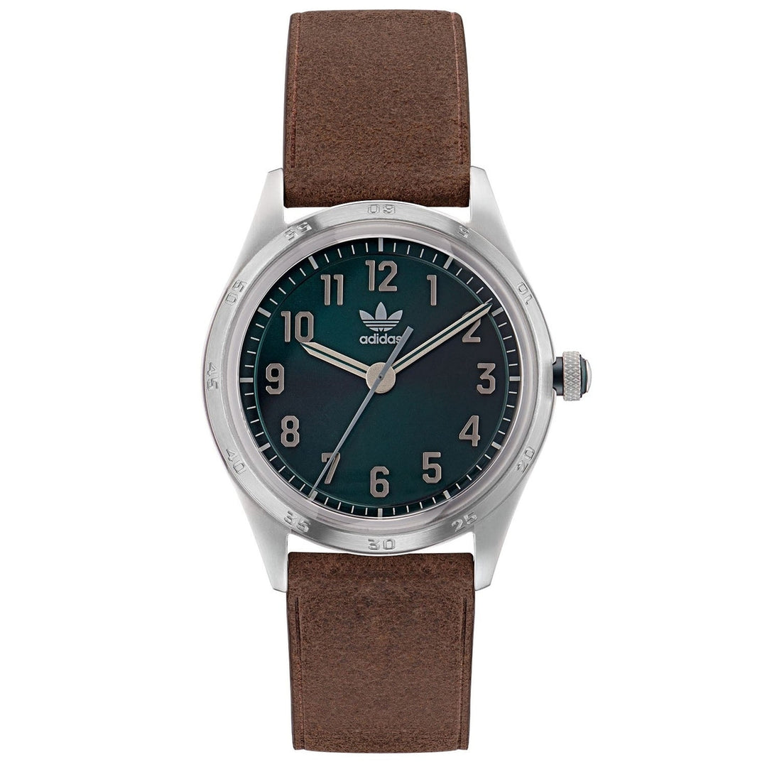 Adidas Mens Green Dial Quartz Watch Stainless Steel Leather AOSY22527 Image 1