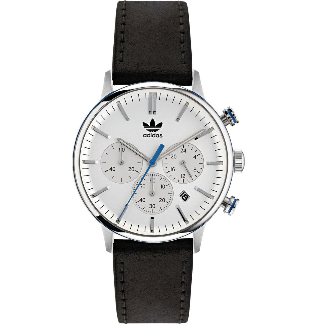 Adidas Originals Chrono Watch White Dial Stainless Steel Leather Strap AOSY22011 Image 1