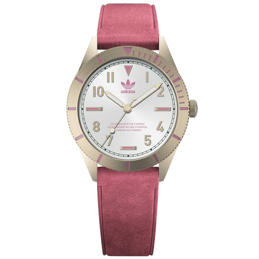 Adidas Originals Womens White Dial Watch AOFH22509 Stainless Steel Leather Strap Image 1