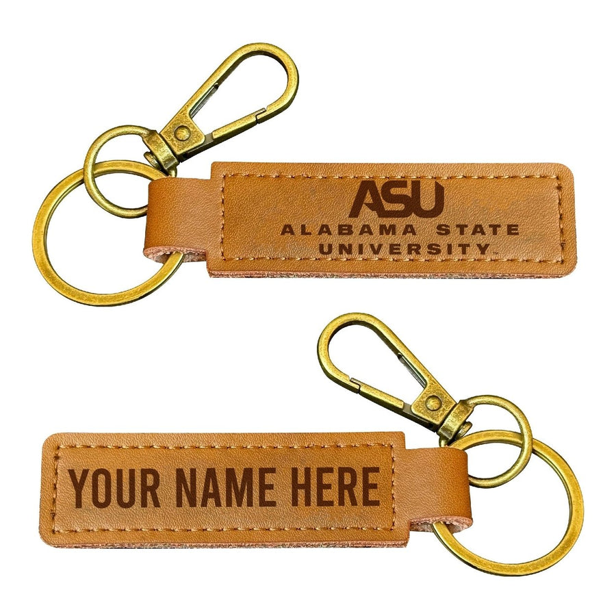 Alabama State University Customizable Leather Keychain 3.25" Long Officially Licensed Collegiate Product Image 1