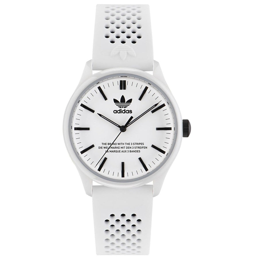 Adidas Originals Code One White Dial Watch Ceramic Case Silicone Strap AOSY23030 Image 1