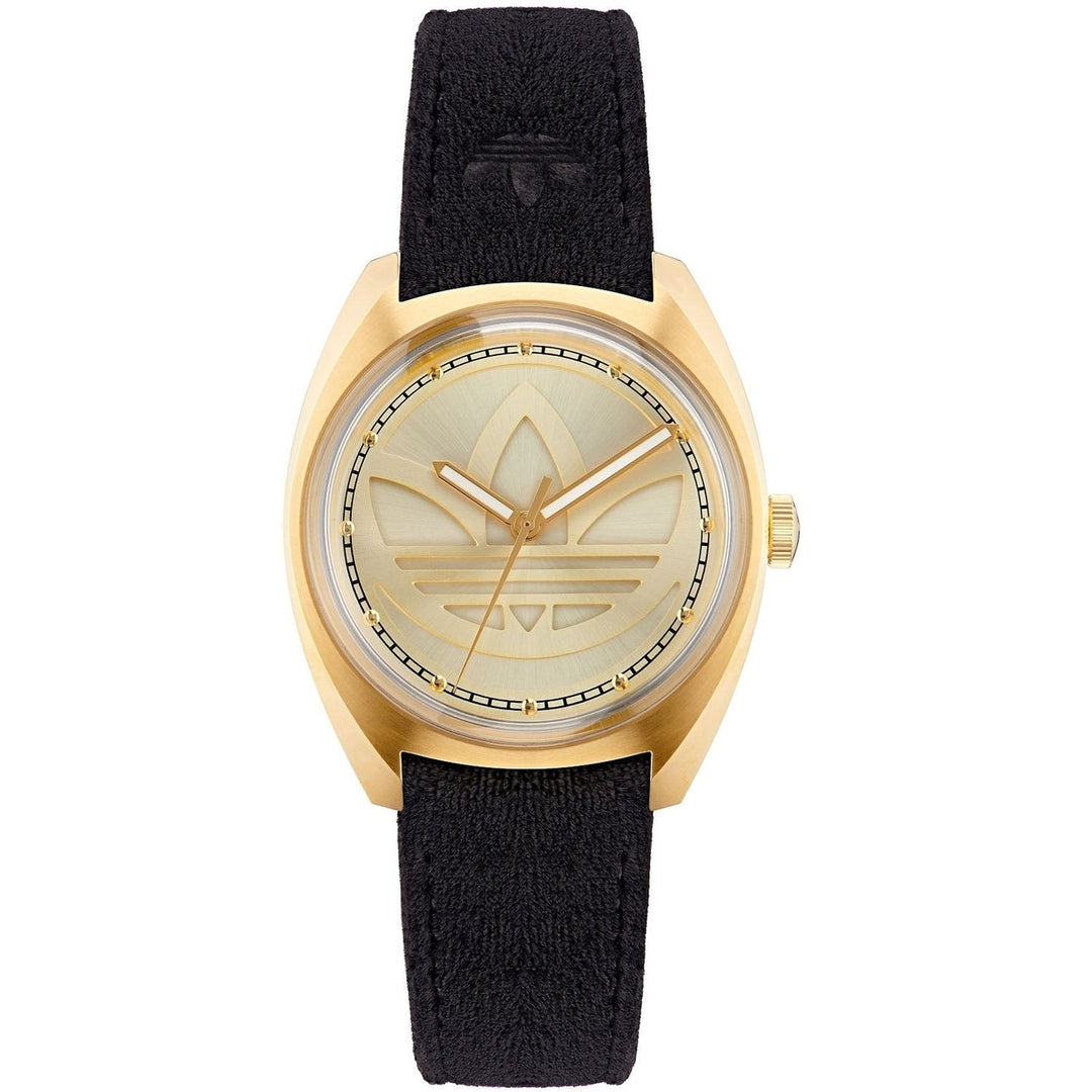 Adidas Mens Originals Gold Dial Quartz Watch Stainless Steel Leather Strap AOFH22513 Image 1