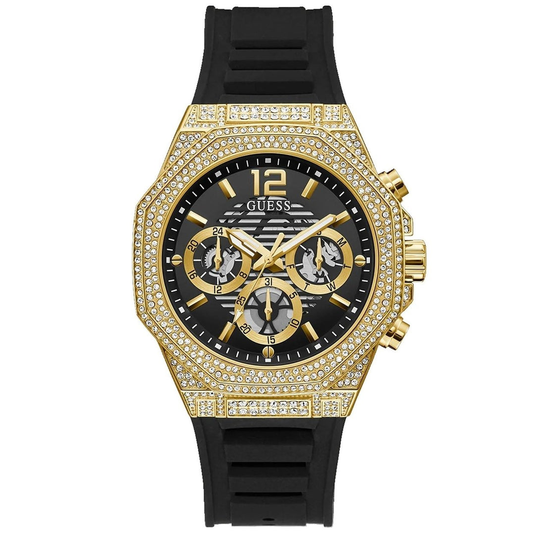 Guess Mens Momentum Watch GW0518G2 Black Gold Multi-function Stainless Steel Image 1