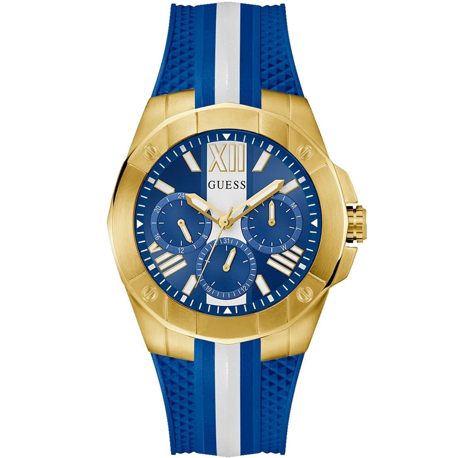 Guess Womens Blue Dial Watch GW0716G2 Stainless Steel Rubber Strap Quartz Image 1