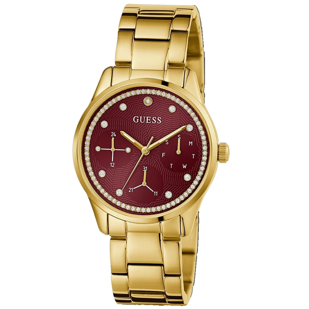 Guess Womens Red Dial Quartz Watch Stainless Steel GW0659L5 Water Resistant Image 1