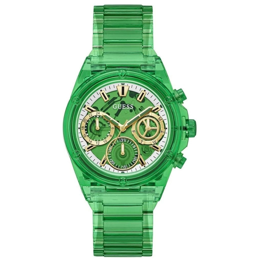 Guess Womens Green Dial Quartz Watch GW0650L3 Stainless Steel Water Resistant Image 1