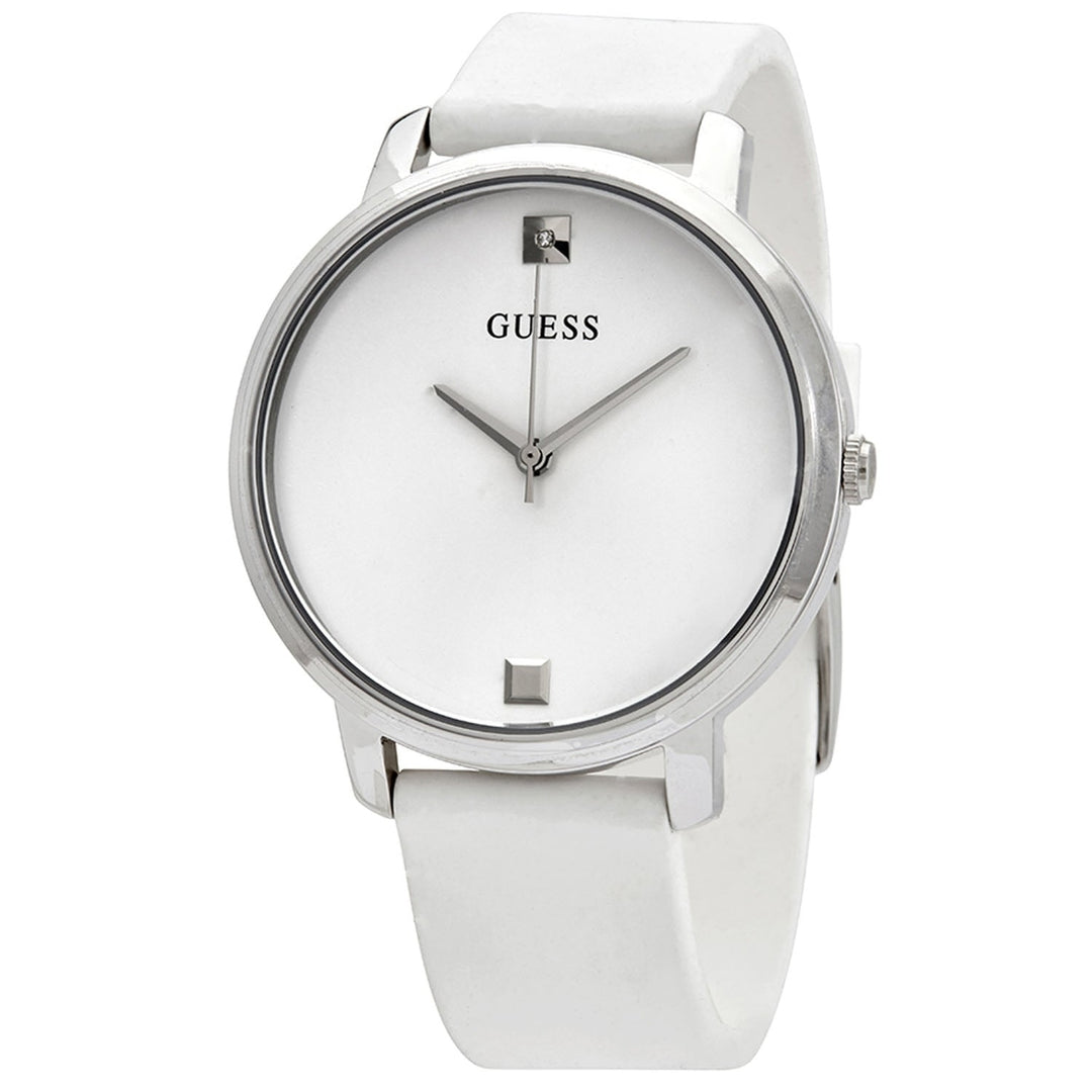 Guess Womens Nova Silver Dial Watch W1210L1 Stainless Steel Rubber Band Quartz Image 1