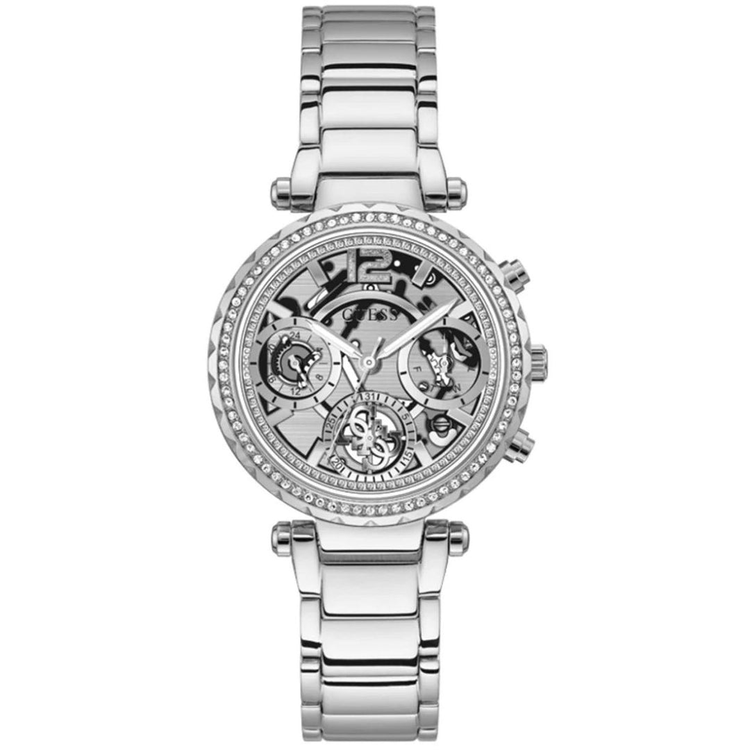 Guess Womens Stainless Steel Solstice Watch Silver Dial GW0403L1 Water Resistant Image 1