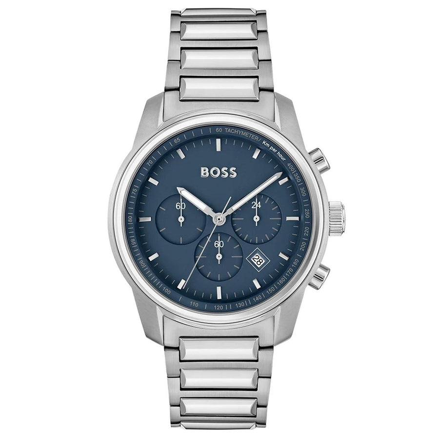 Hugo Boss Mens Trace Blue Dial Watch - 1514007 Image 1