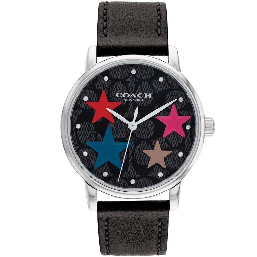 Coach Womens Black Dial Quartz Watch Stainless Steel Leather Strap Model 14503847 Image 1