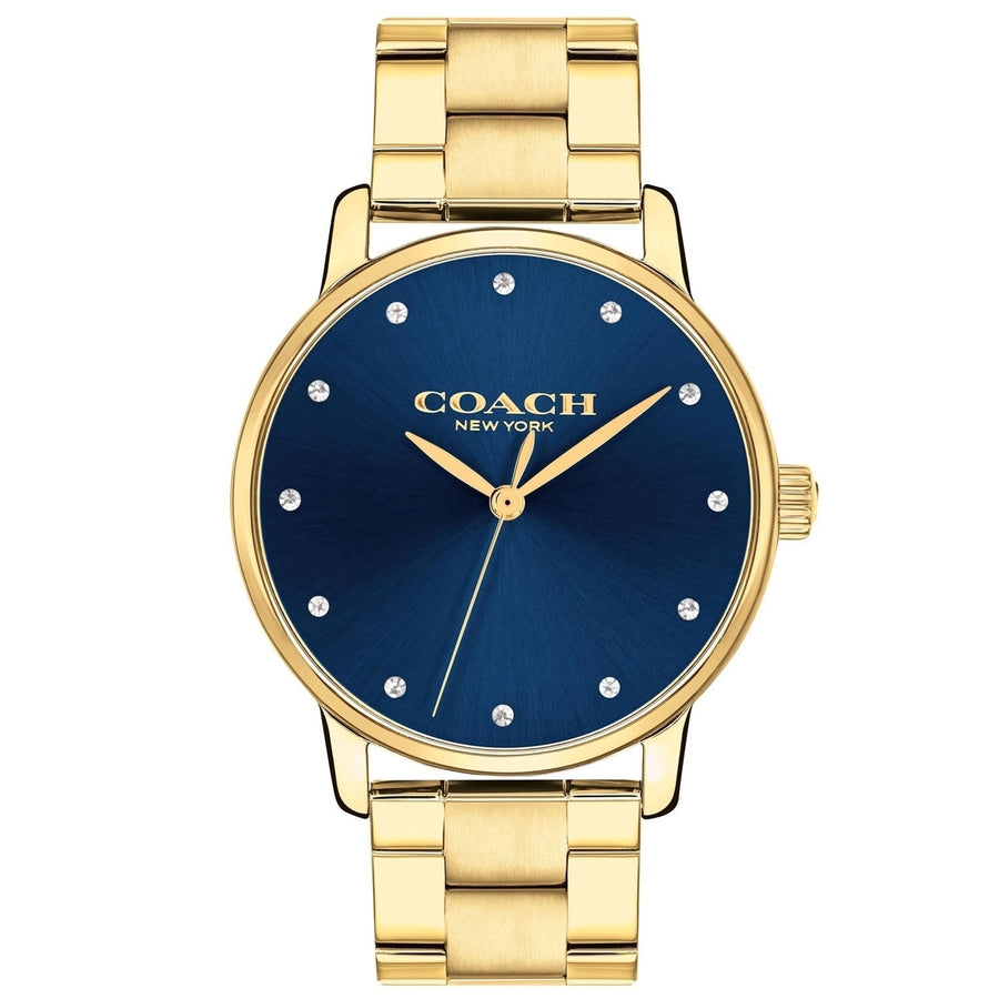 Coach Womens Watch Blue Dial Stainless Steel Bracelet Model 14503970 Water Resistant Image 1