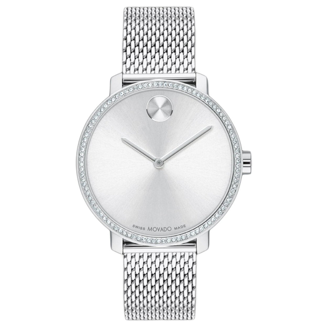 Movado Womens Bold Silver Dial Quartz Watch 3600840 Stainless Steel 30m Water Resistant Image 1