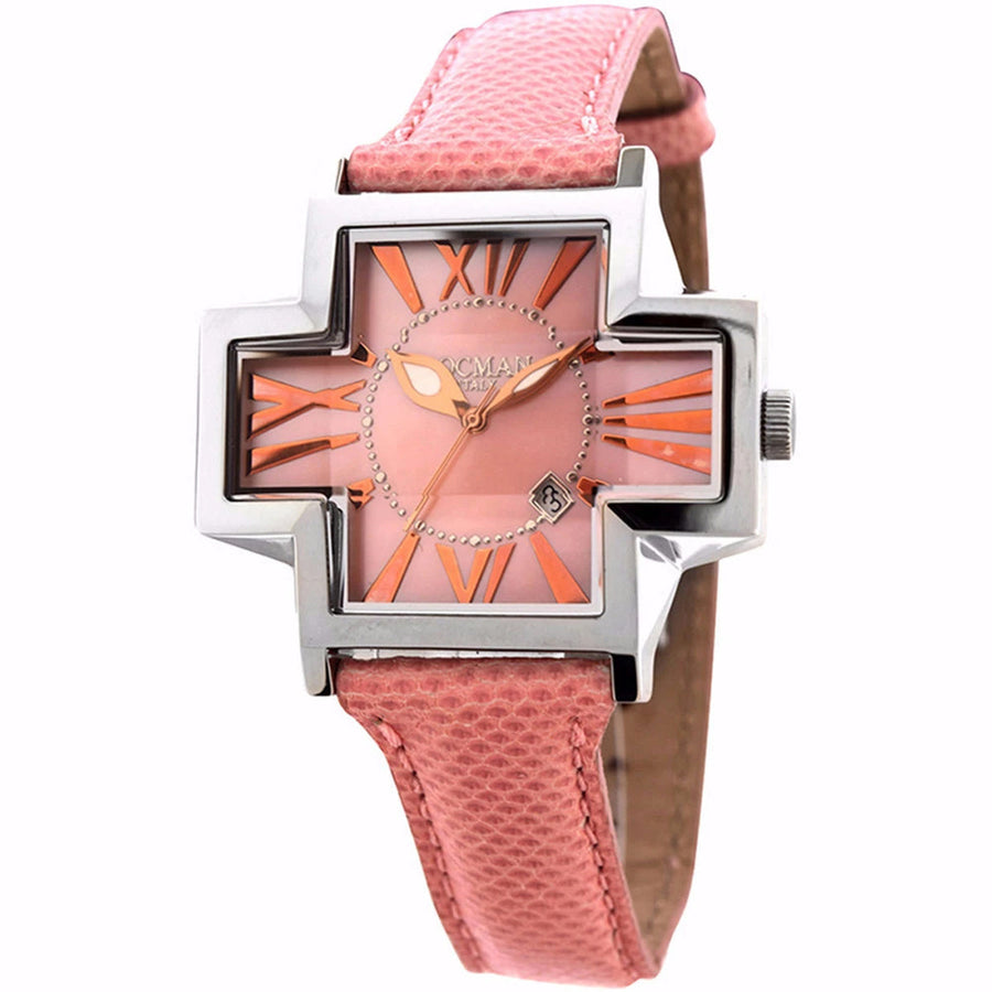 Locman Womens Pink Dial Watch Leather Strap Stainless Steel Model 181MOPPK BS Image 1