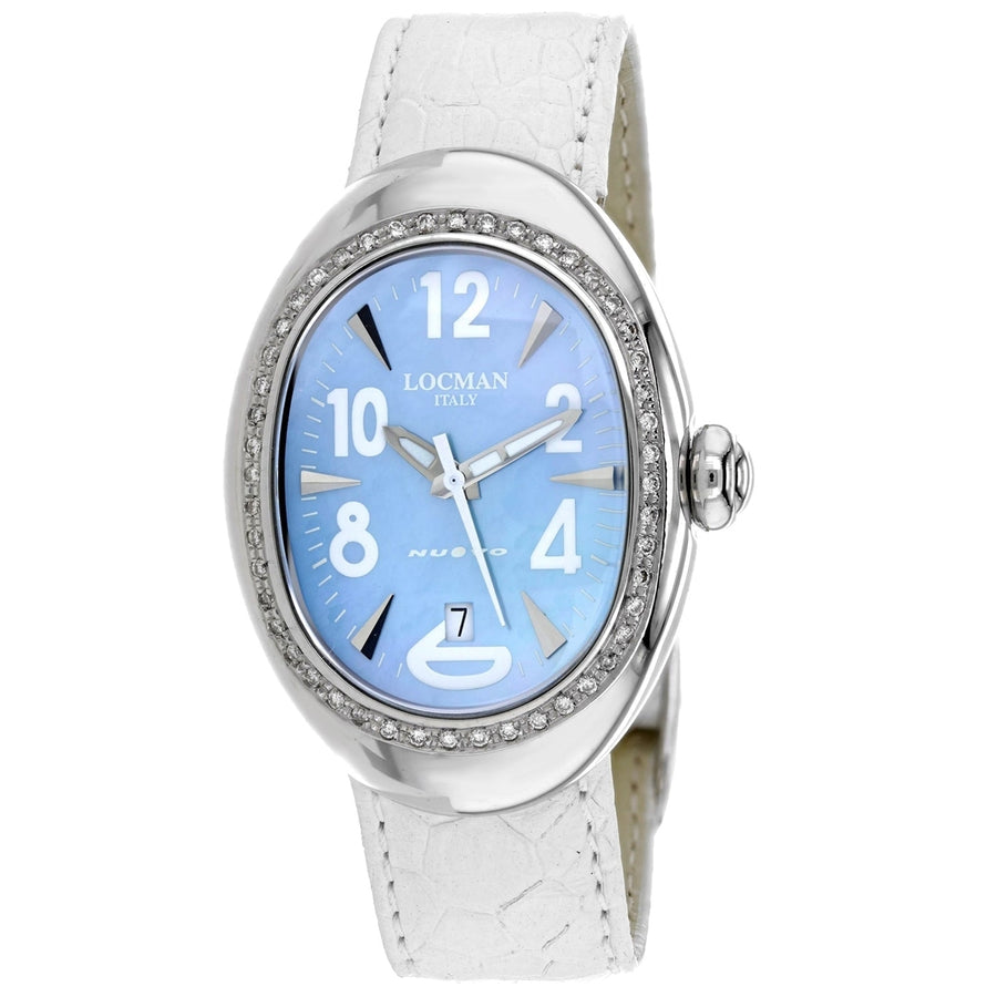 Locman Womens Nuovo Blue Dial Quartz Watch 020MOPSKD/WH Stainless Steel Leather Image 1