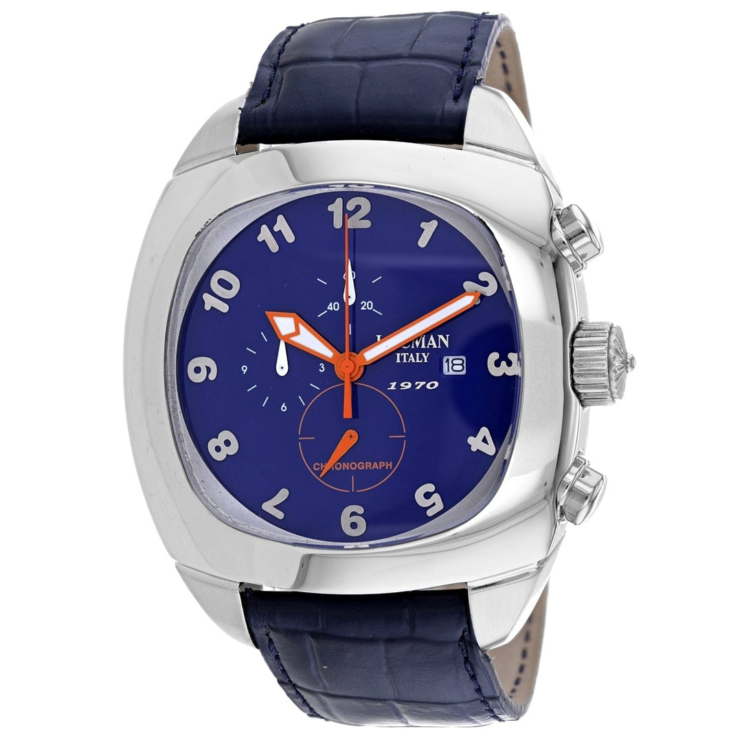 Locman Mens Classic Blue Dial Watch Stainless Steel Leather Strap 197100BL Image 1