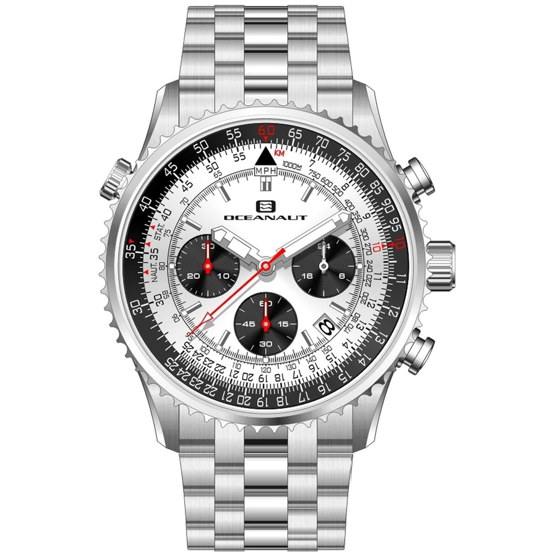 Oceanaut Mens Flight Silver Dial Watch OC0121 Stainless Steel Quartz Waterproof Image 1