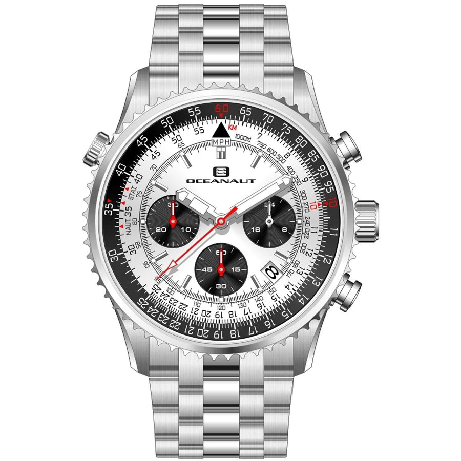 Oceanaut Mens Flight Silver Dial Watch OC0121 Stainless Steel Quartz Waterproof Image 1