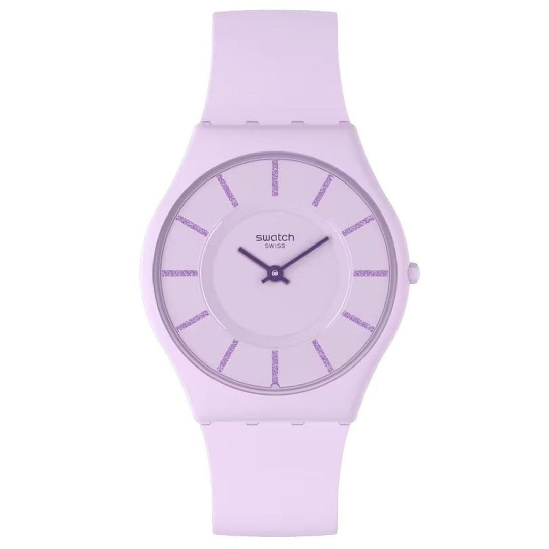 Swatch Mens Purple Dial Silicone Strap Watch SS08V107 Bio-Sourced Material Image 1