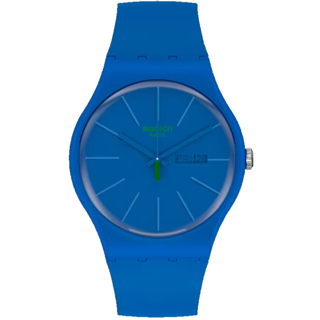 Swatch Mens Beltempo Blue Dial Watch SO29N700 Bio-sourced Quartz Water Resistant Image 1