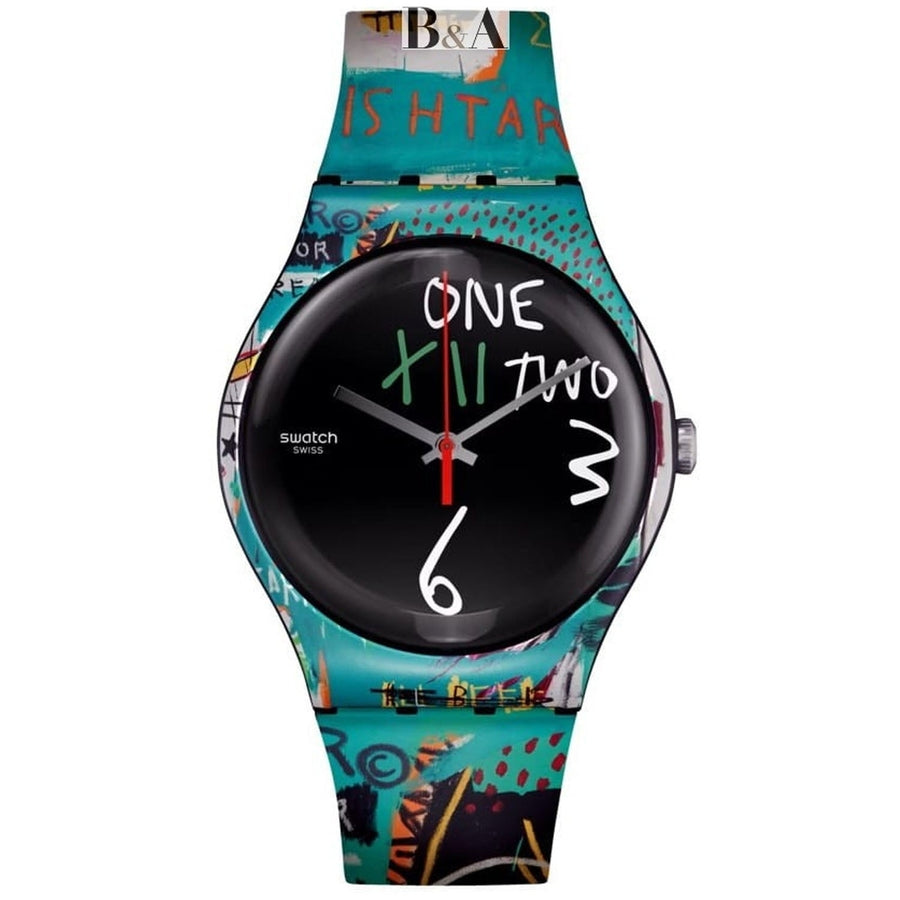 Swatch Mens Originals 2023 Black Dial Watch SUOZ356 Plastic Case Silicone Strap Image 1