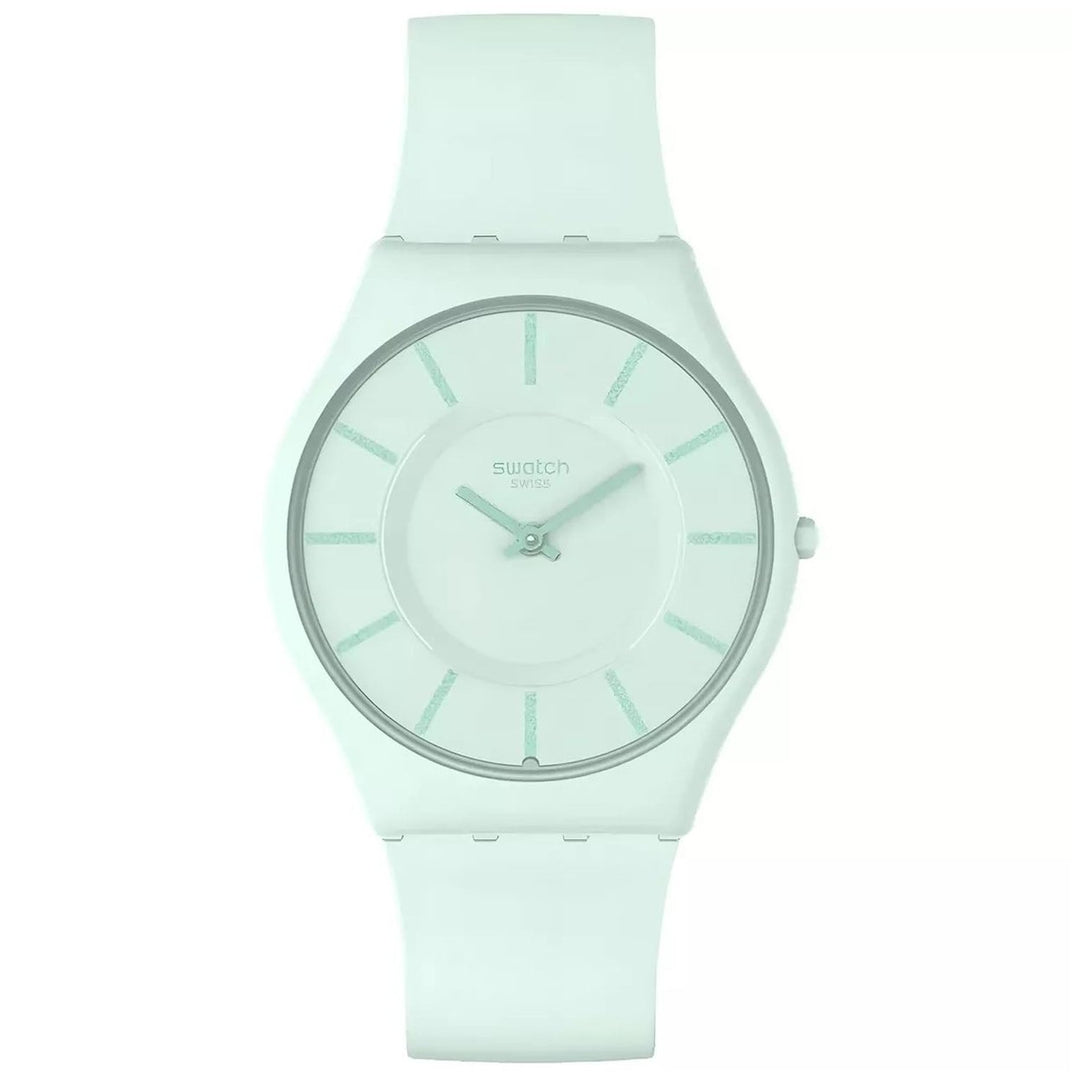 Swatch Mens Skin The May Collection Green Dial Watch SSO8G107 Silicone Strap Image 1