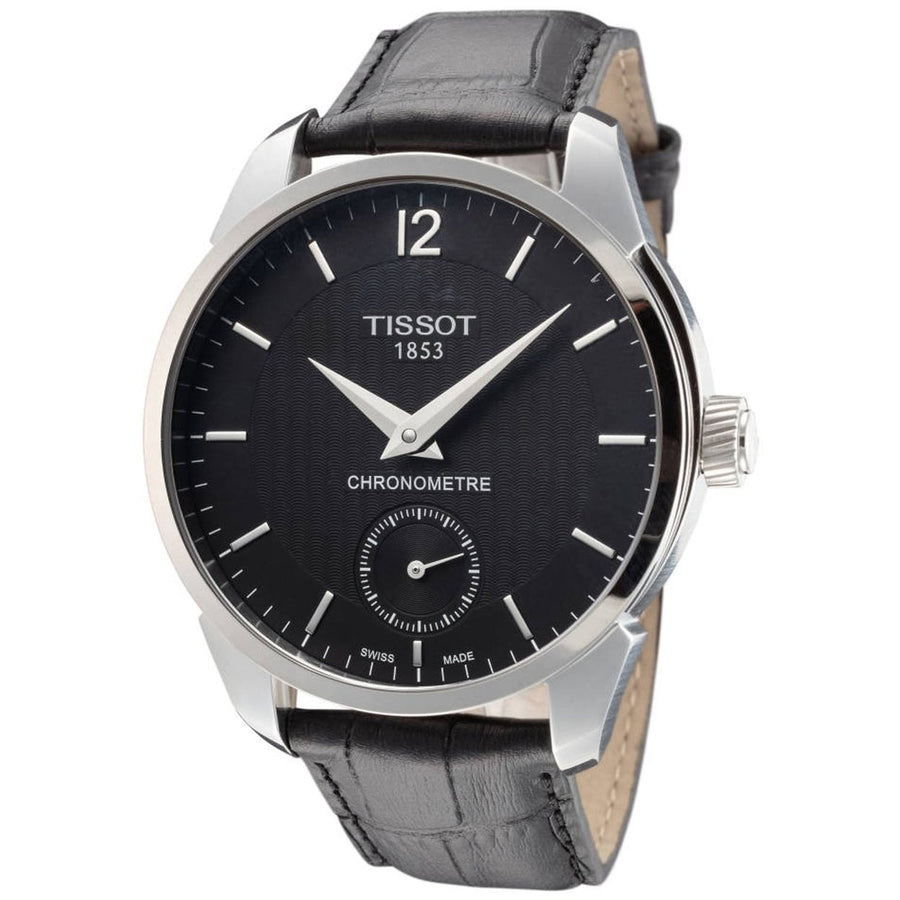 Tissot T-Complication Mens Watch Black Dial Leather Strap T0704061605700 Image 1