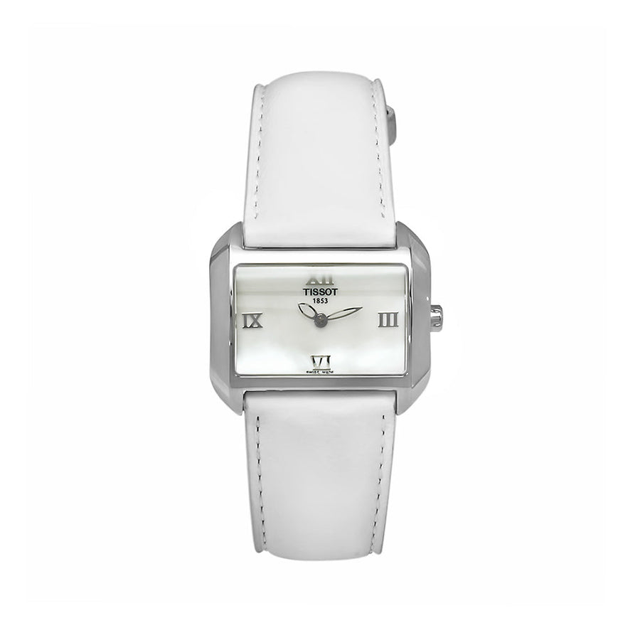 Tissot Womens T-Wave Watch Mother of Pearl Dial Stainless Steel Leather Strap T0233091611300 Image 1