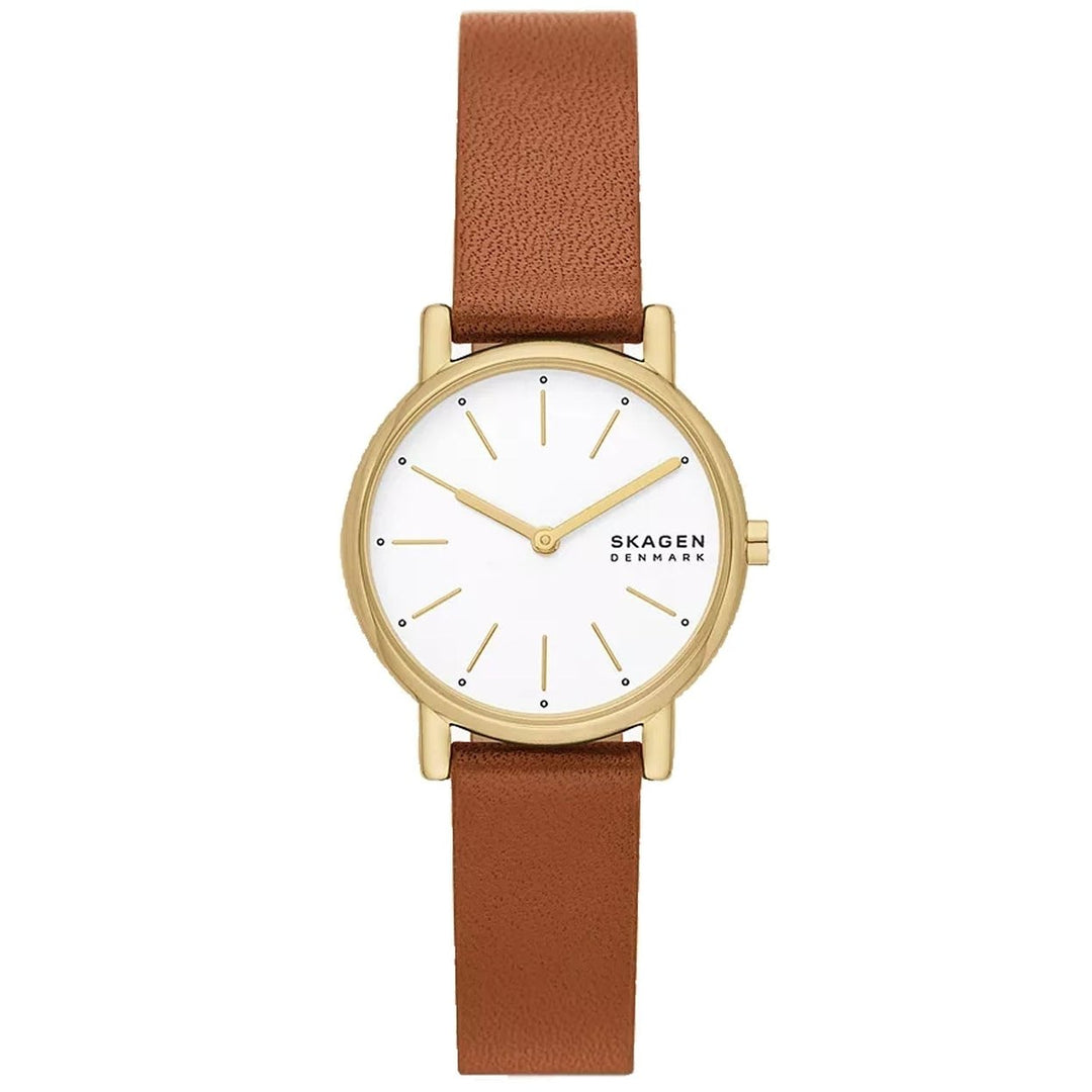 Skagen Womens SKW3121 Signatur Lille White Dial Stainless Steel Leather Watch Image 1