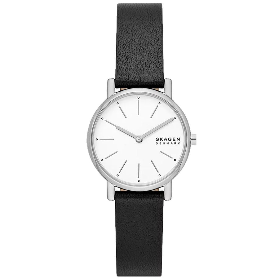 Skagen Womens Signatur Lille SKW3120 White Dial Watch Stainless Steel Leather Strap Image 1