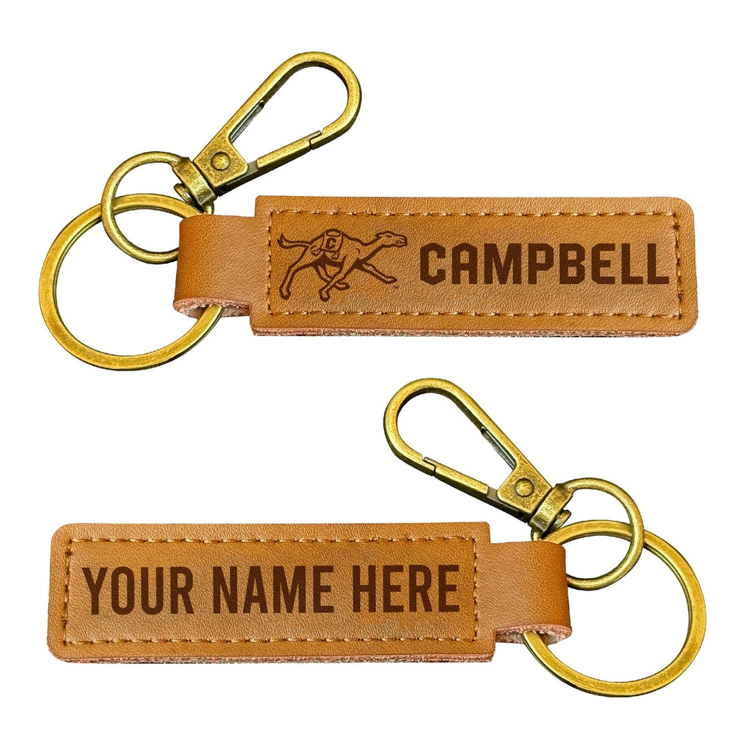 Campbell University Fighting Camels Customizable Leather Keychain 3.25" Long Officially Licensed Collegiate Product Image 1