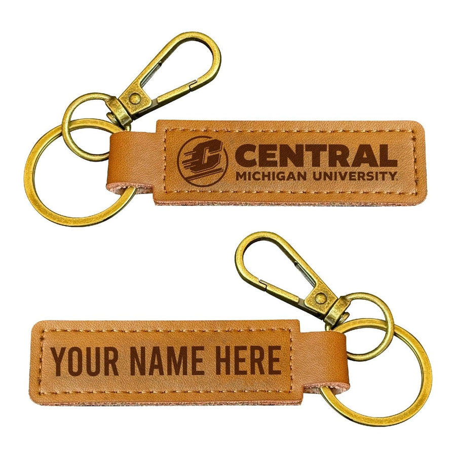 Central Michigan University Customizable Leather Keychain 3.25" Long Officially Licensed Collegiate Product Image 1