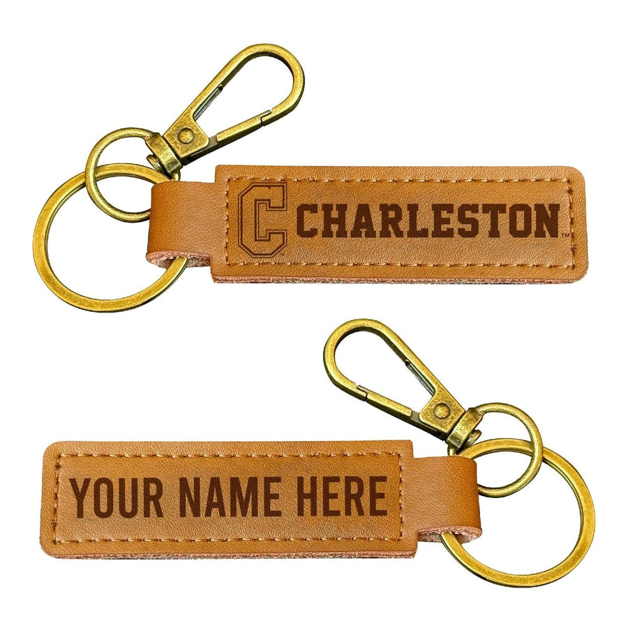 College of Charleston Customizable Leather Keychain 3.25" Long Officially Licensed Collegiate Product Image 1