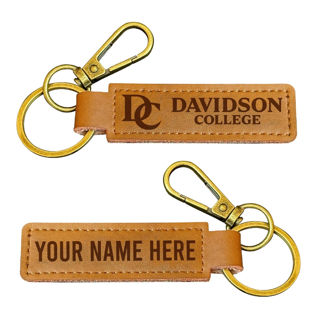 Davidson College Customizable Leather Keychain 3.25" Long Officially Licensed Collegiate Product Image 1