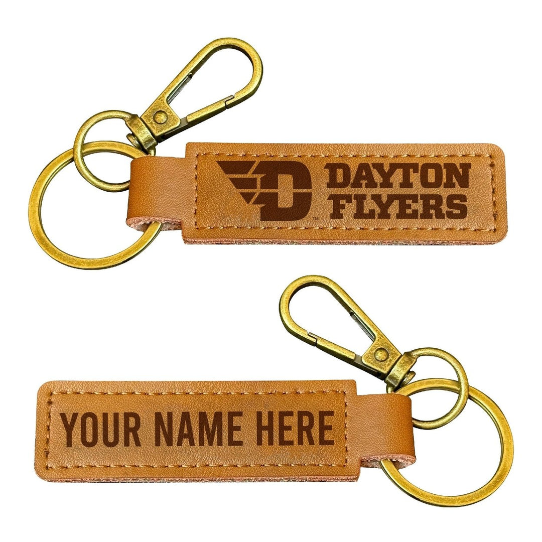 Dayton Flyers Customizable Leather Keychain 3.25" Long Officially Licensed Collegiate Product Image 1