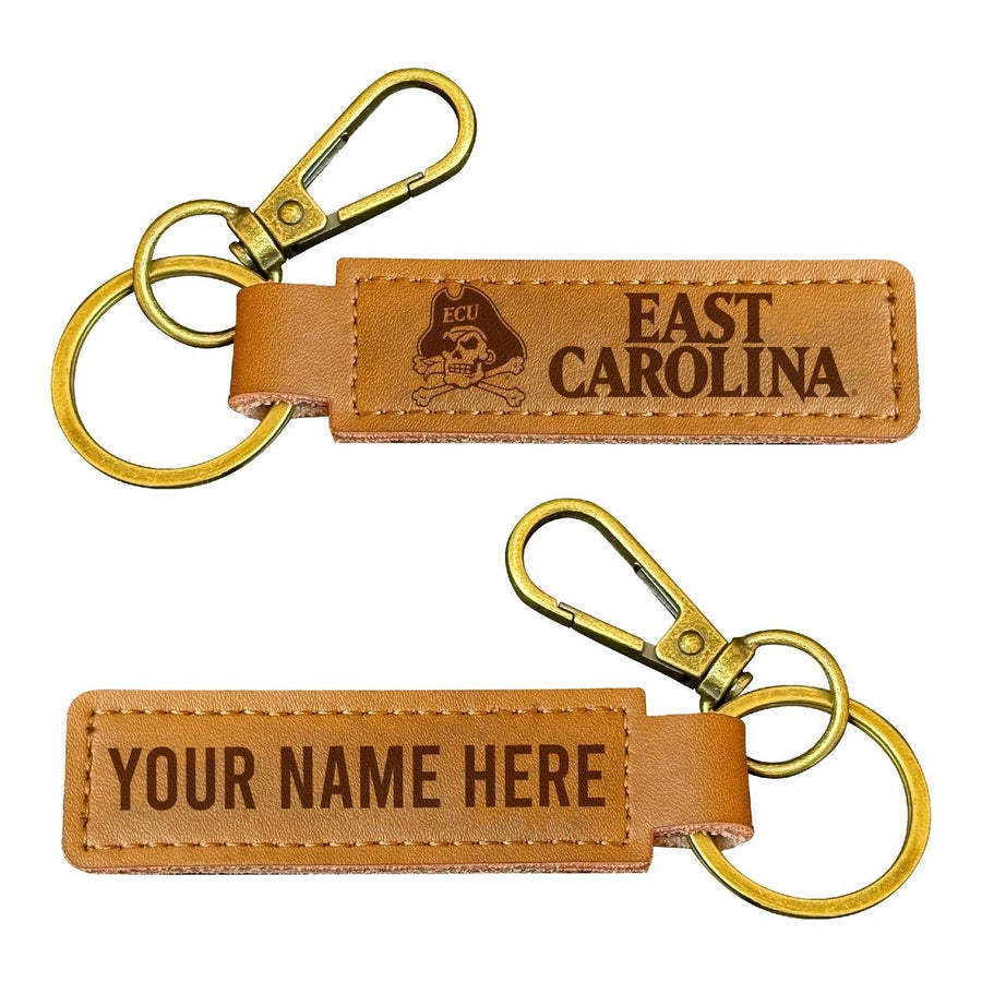 East Carolina Pirates Customizable Leather Keychain 3.25" Long Officially Licensed Collegiate Product Image 1