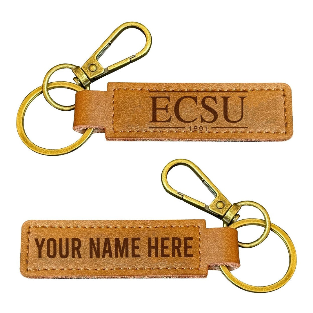 Elizabeth City State University Customizable Leather Keychain 3.25" Long Officially Licensed Collegiate Product Image 1