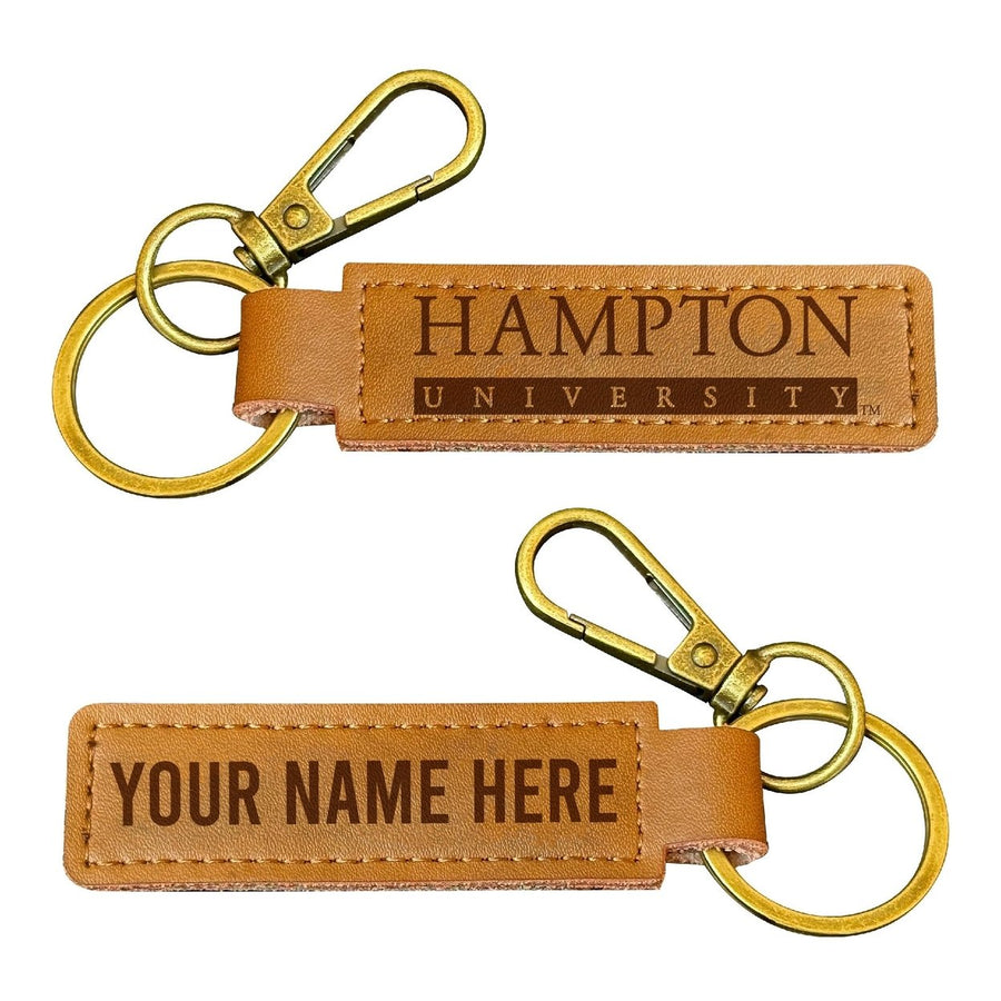 Hampton University Customizable Leather Keychain 3.25" Long Officially Licensed Collegiate Product Image 1