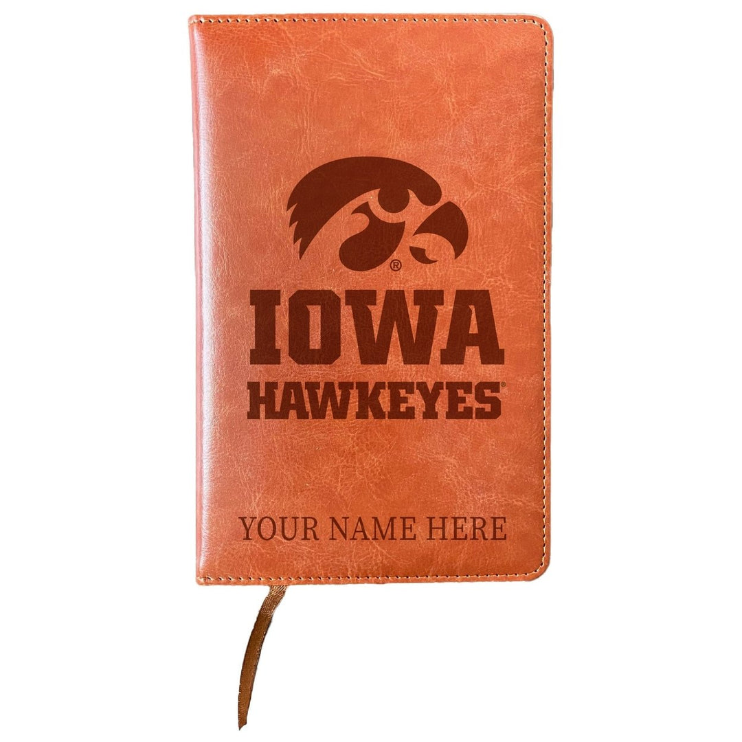 Iowa Hawkeyes Customizable Engraved 8" x 5" Leather Journal Officially Licensed Collegiate Product Image 1