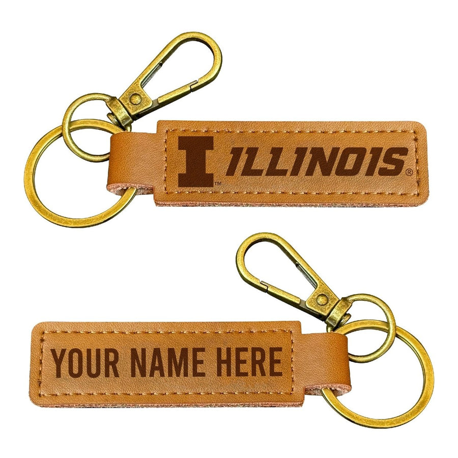 Illinois Fighting Illini Customizable Leather Keychain 3.25" Long Officially Licensed Collegiate Product Image 1