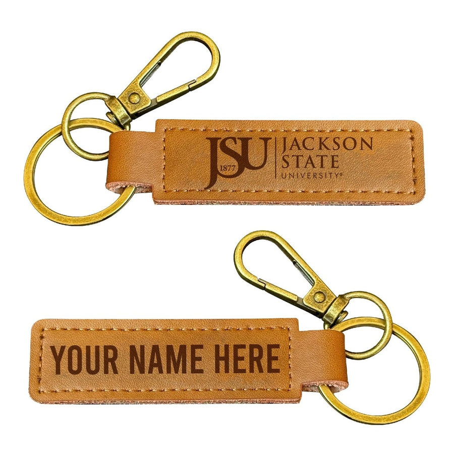 Jackson State University Customizable Leather Keychain 3.25" Long Officially Licensed Collegiate Product Image 1