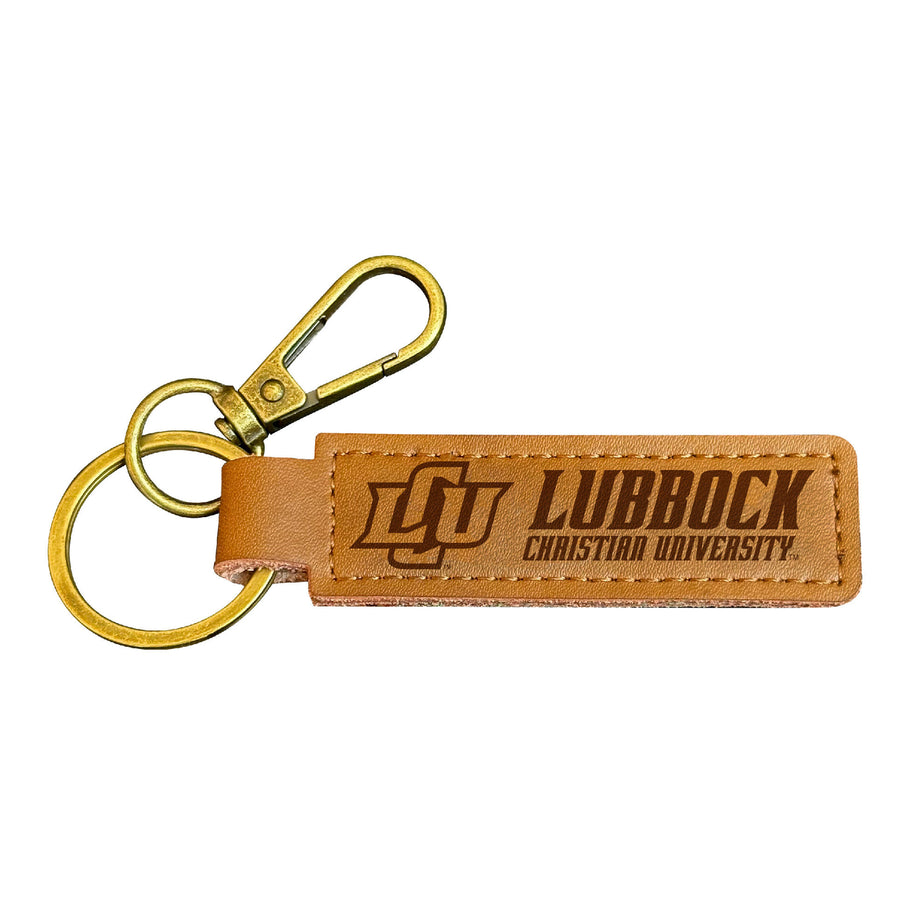 Lubbock Christian University Chaparral Customizable Leather Keychain 3.25" Long Officially Licensed Collegiate Product Image 1