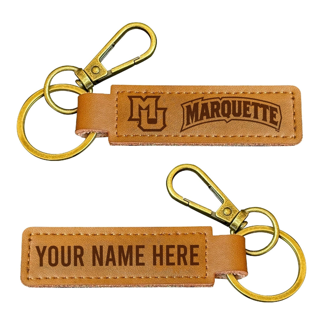 Marquette Golden Eagles Customizable Leather Keychain 3.25" Long Officially Licensed Collegiate Product Image 1