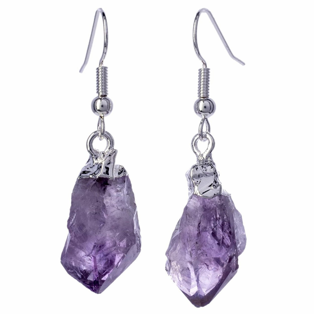 Amethyst Raw Stone Earrings Image 1