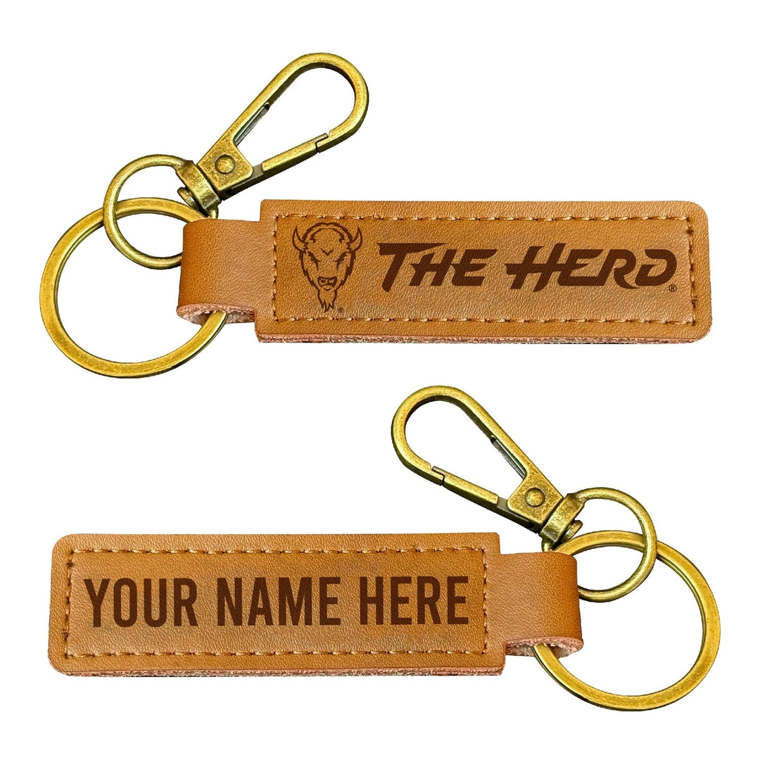 Marshall Thundering Herd Customizable Leather Keychain 3.25" Long Officially Licensed Collegiate Product Image 1