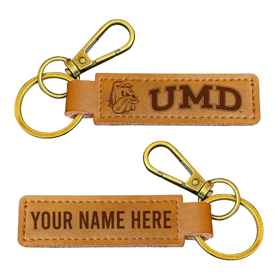 Minnesota Duluth Bulldogs Customizable Leather Keychain 3.25" Long Officially Licensed Collegiate Product Image 1